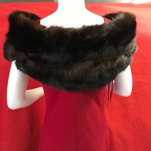 VINTAGE GLOSSY GENUINE SABLE FUR WRAP STOLE SHAWL